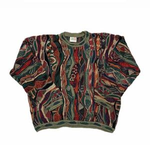 Vintage 90s COOGI Australia Multicolored 3D Knit Sweater Size Large.